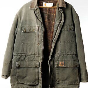 Vintage Carhartt Blanket-Lined Chore Coat Olive Green XL